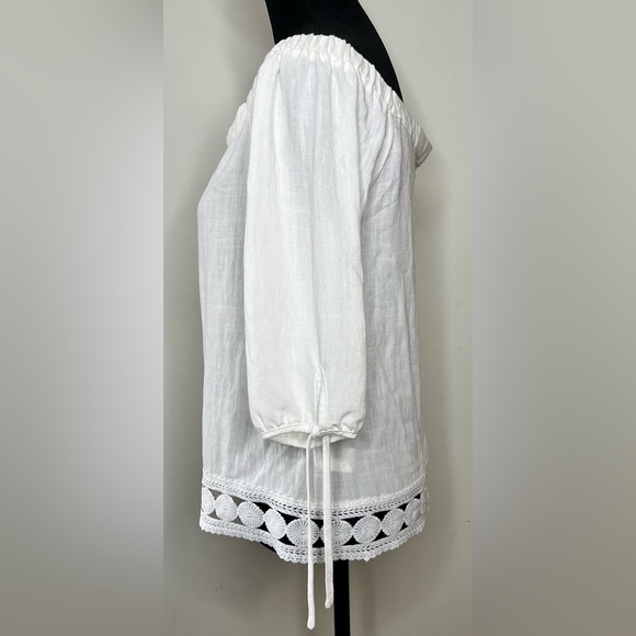 Anthropologie Greylin Akela White Off The Shoulder Top Half Sleeve small EUC - Picture 8 of 9